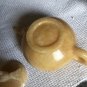 Hand Carved Stone Natural Jade? Orange Peach Teapot & 3 Bowls