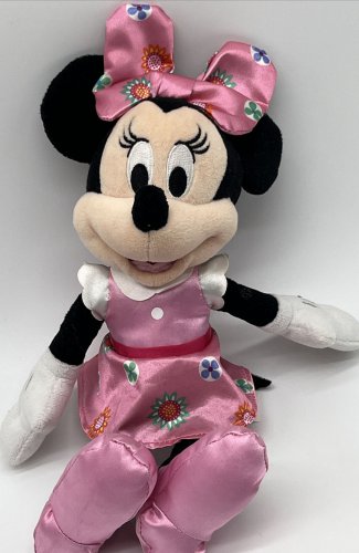 Disney Just Play Plush Minnie Mouse Pink Floral Dress 9 IN Stuffed Animal Toy