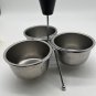 Vintage Mid Century Modern MCM Foley 3 Bowl Store 'N Server Caddy Wood Handle