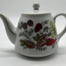 Vintage Ceramic Porcelain Teapot Nuts and Berry Design with Green Trim