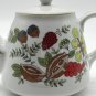 Vintage Ceramic Porcelain Teapot Nuts and Berry Design with Green Trim