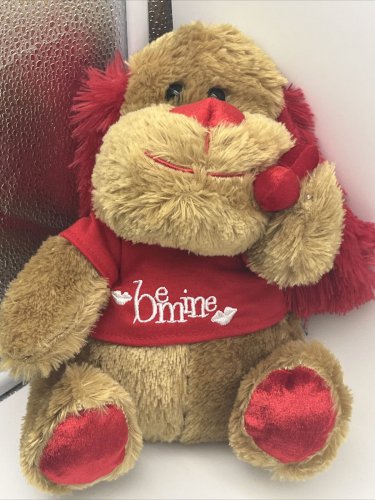 Dog Puppy Valentine Plush Stuffed Toy BE MINE T SHIRT 10" Walmart red ears nose