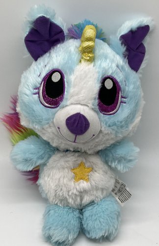 Fiesta Blue White Rainbow Unicorn Puppy 14&acirc;�� Plush Stuffed Animal