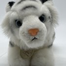 Aurora MIYONI Plush White Tiger Cub Baby Mini 7” Striped Crouching Blue Eyes Toy