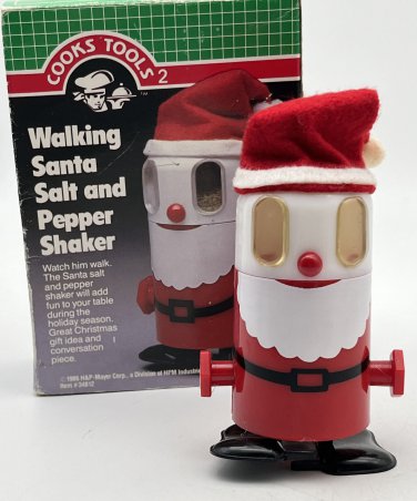 Vintage 1980s Wind-Up Walking Santa Christmas Salt & Pepper Shaker 1986 w/ Box