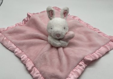 Carters Pink White Bunny Rabbit Satin Security Blanket Plush Baby Toy Lovey 14&acirc;��