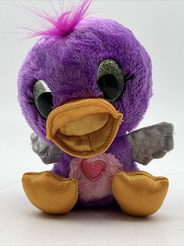 Spinmaster Hatchimals Baby Plush Bird Green Glitter Eyes Purple Gold 6 inches