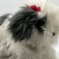 Vintage Chrisha Playful Plush Animal Shaggy Dog Sheepdog 17" White w/Black