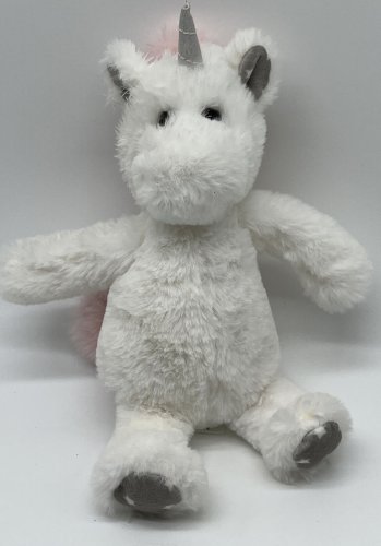 World's Softest Plush Toy WHITE PINK GREY GRAY Starry Eared Unicorn 10&acirc;�� CLEAN