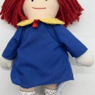 Vintage Madeline Plush Doll 1990 Eden Yellow Felt Hat Blue Dress - 9.5" Long