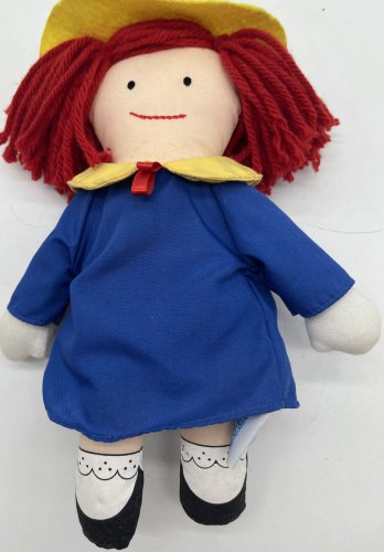 Vintage Madeline Plush Doll 1990 Eden Yellow Felt Hat Blue Dress - 9.5" Long
