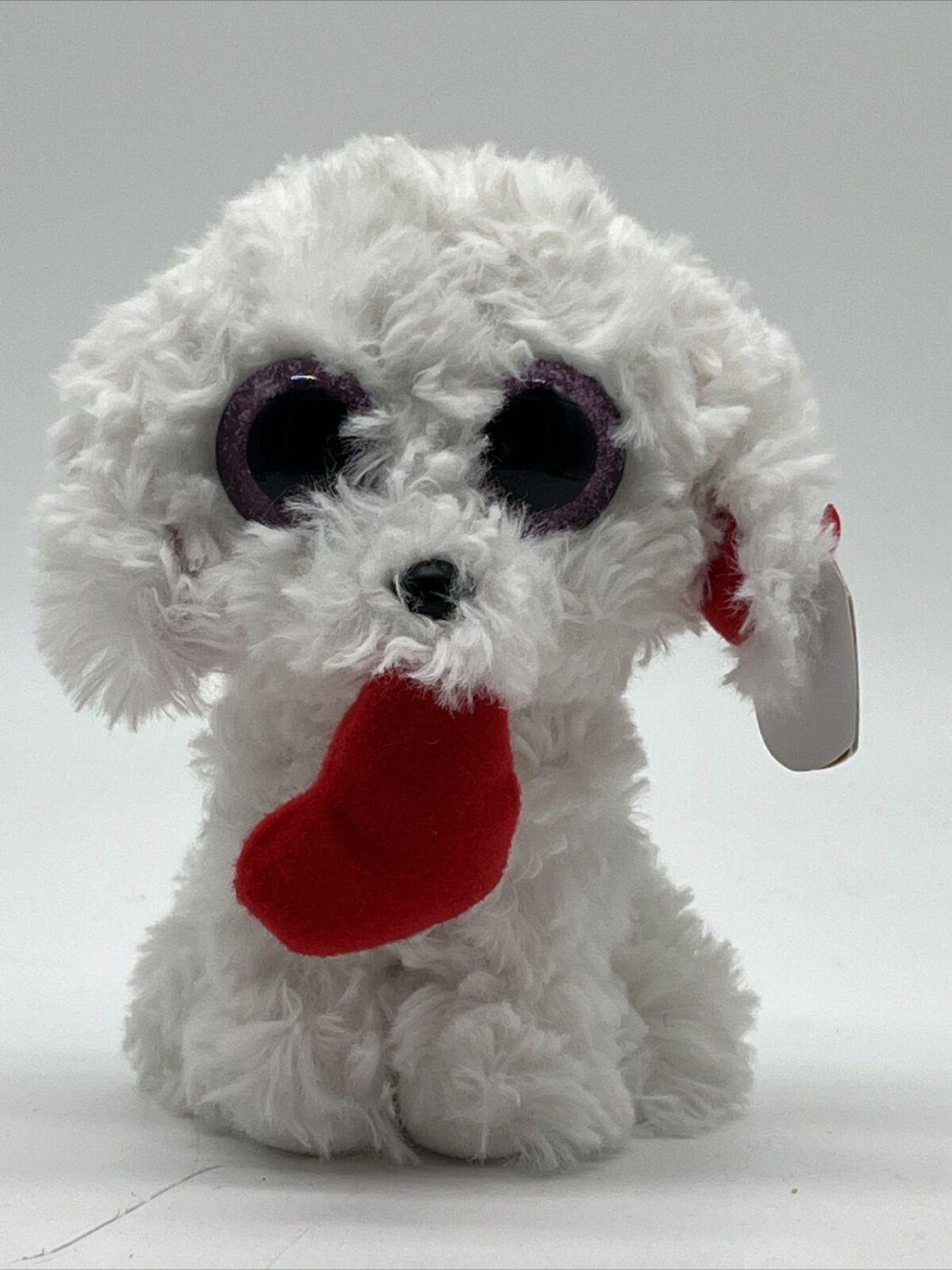 NEW TY Beanie Boos Honey Bun Dog Plush White Dog Stuffed Animal With