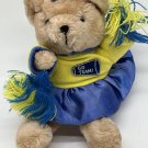 Vintage Russ Berrie Go Team Cheerleader Bear Plush 7.5” Pom Poms Blue/Yellow