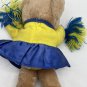 Vintage Russ Berrie Go Team Cheerleader Bear Plush 7.5â Pom Poms Blue/Yellow