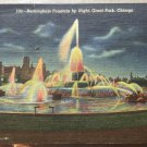 Buckingham Fountain Grant Park Chicago IL Postcard 1950 Colortone Posted Note