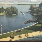Northern Baptist Assembly Green Lake WI Postcard 1951 Colortone Posted Note