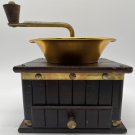 Wooden Box Coffee Grinder Vintage Metal Straps Hand Crank Large 6.25” sq