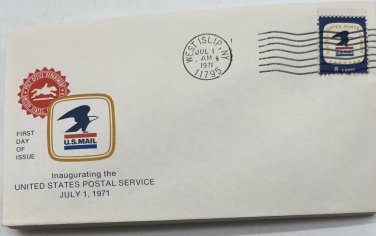 INAUGURATING THE U.S POSTAL SERVICE. First Day Issue July 1 1971 West Islip NY
