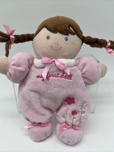 My First Doll Pink Rattle Brown Hair Carter's Child of Mine Plush 8" Toy Lovey