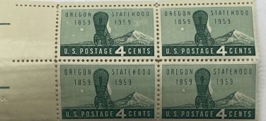 US Scott #1124, Plate Block #26236 1958 "OREGON STATEHOOD"  4c MINT