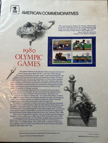 USPS American Commemorative Panels 1980 OLYMPIC GAMES  #116