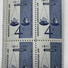 US Stamps, Workmen's Compensation 1961 4c bottom block of 4