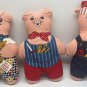 3 Little Pigs Cranston cut & sew pig Nursery decoration Pigs Straw, Wood, Brick