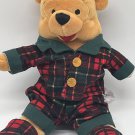 Vintage Disney Store Winnie the Pooh Plaid Pajama Plush HOLIDAY Bean Filled 7”