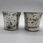 Vintage Mercury Silver Gold Glass Set of 2 Wedding Votive Tea Light Holders 3â