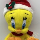 WB Looney Tunes HOLIDAY TWEETY BIRD W/ SANTA HAT 8" Plush STUFFED ANIMAL Toy