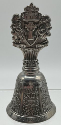 TBN Trinity Broadcasting Network Bethlehem PEWTER SILVER TONE BELL MADE IN SPAIN