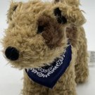 Old Navy Puppy Dog Blue Bandana Plush 8" Stuffed Animal Brown Tan Terrier
