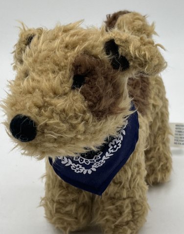 Old Navy Puppy Dog Blue Bandana Plush 8" Stuffed Animal Brown Tan Terrier