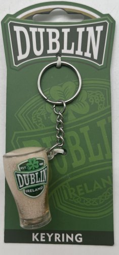 PVC Pint Glass Keychain With Dublin Ireland Varsity Crest New With Tags