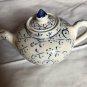 K&Atilde;&frac14;tahya Ceramics, Altin Gini Signed, Small Teapot, Hand Painted White & Blue 5&acirc;��