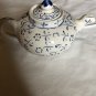 K&Atilde;&frac14;tahya Ceramics, Altin Gini Signed, Small Teapot, Hand Painted White & Blue 5&acirc;��