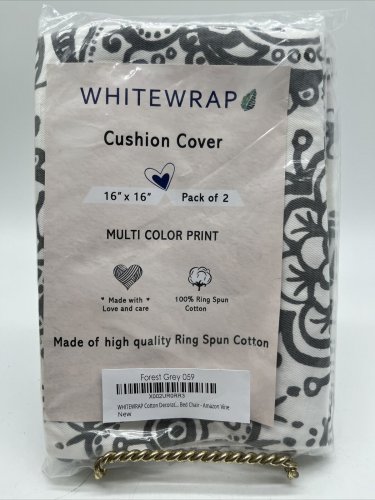 Forest Grey 059 Multi Color Print Cotton Cushion Cover 16X16&acirc;��- Pack of 2