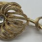 Vintage PAGO Signed Gold-tone flower Cubic Zirconia Brooch Pin 3"