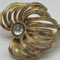 Vintage PAGO Signed Gold-tone flower Cubic Zirconia Brooch Pin 3"