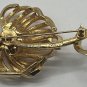 Vintage PAGO Signed Gold-tone flower Cubic Zirconia Brooch Pin 3"
