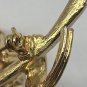 Vintage PAGO Signed Gold-tone flower Cubic Zirconia Brooch Pin 3"