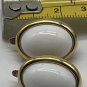 Vintage Trifari Signed Gold Tone White Enamel Oval Clip On Earrings