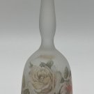 Viking Frosted Glass Bell Hand painted Pink Flowers & Roses Original Label 6”