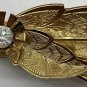 Vintage Japan Gold Leaf Hair Clip With Faux-Pearls And Rhinestone 2&acirc;��