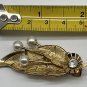 Vintage Japan Gold Leaf Hair Clip With Faux-Pearls And Rhinestone 2&acirc;��