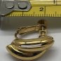 Signed Napier Vintage Cream Color Enamel and Gold Tone 3/4 Hoop Clip-On Earrings