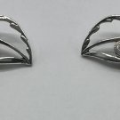 Vintage Clip On Earrings Sarah Coventry Silver Tone Leaves Leaf Wind song Signed