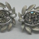 Vintage Signed Lisner Clip-on Earrings Cubic Zirconia Enamel Rhinestones Costume