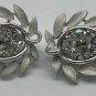 Vintage Signed Lisner Clip-on Earrings Cubic Zirconia Enamel Rhinestones Costume