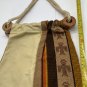 Vintage Leather and Aztec Fabric Shoulder Bag Purse Rope Handle Wood Detail OOAK